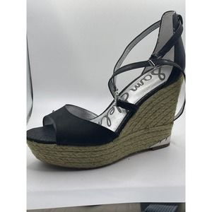 Womens Sam Edelman Platform Wedge Heel Espadrille Sandal Black Size 8M